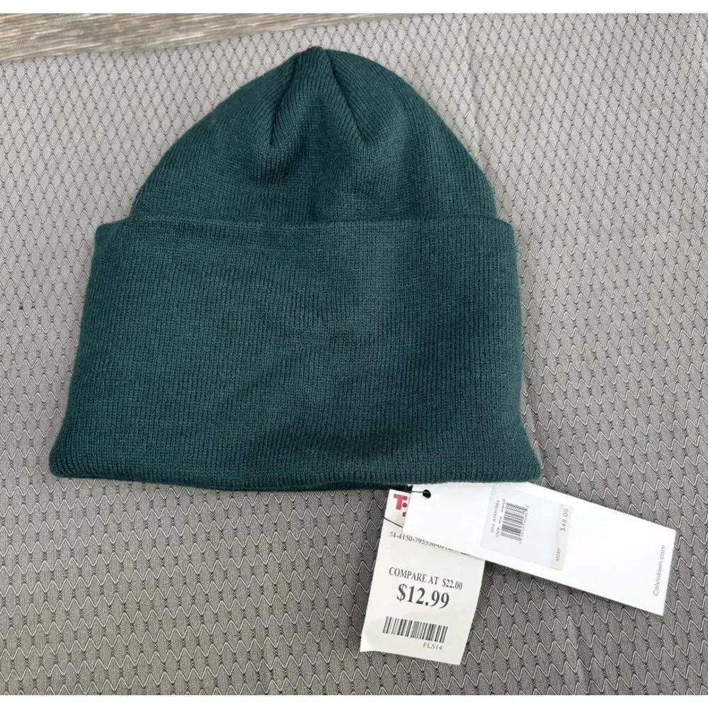 Calvin Klein Women's Logo Cuffed Beanie Green A2KH7086 NEW